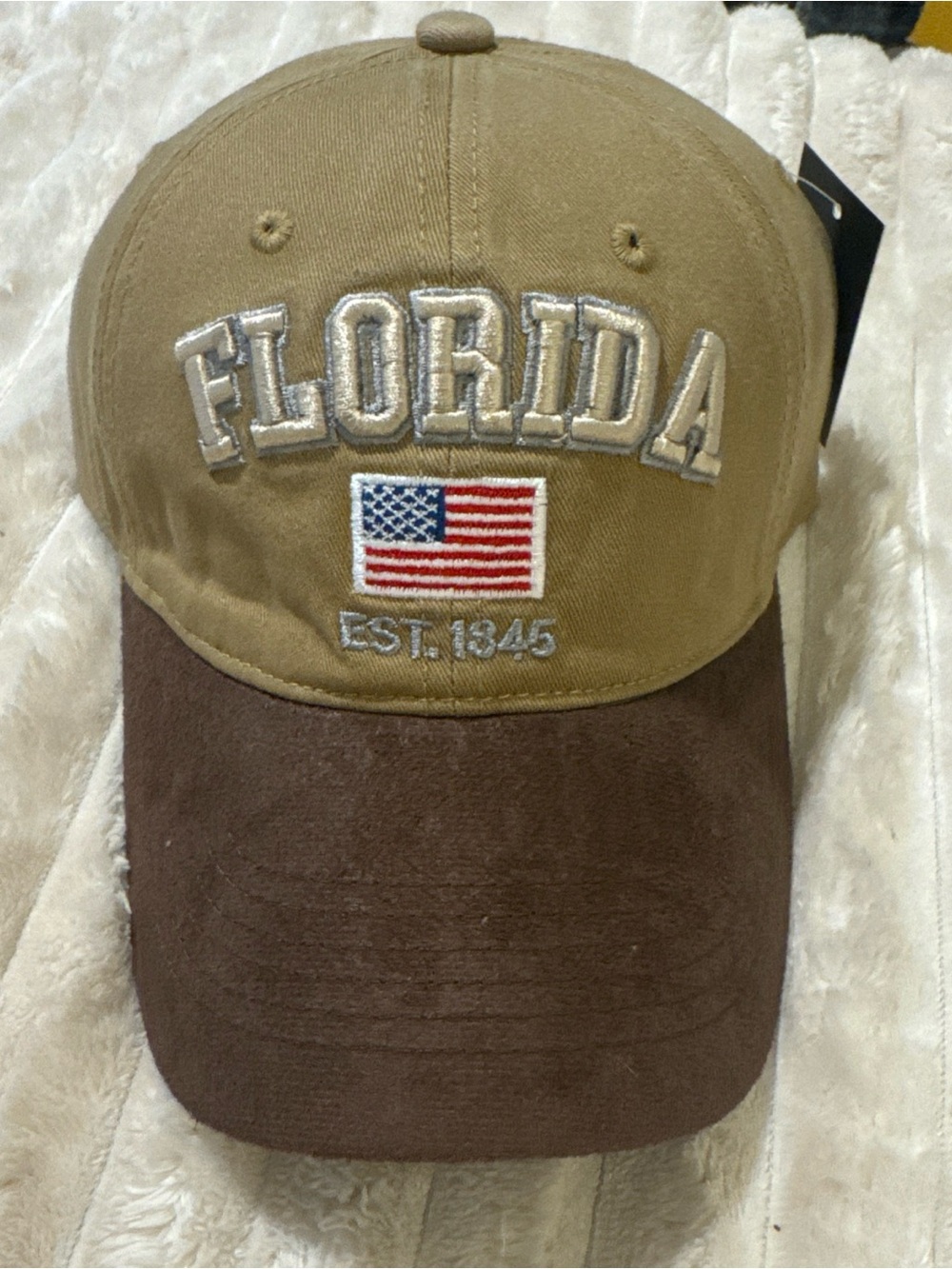 L.L. Bean Khaki and Brown Florida Baseball Cap with Flag Patch